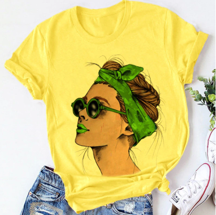 Yellow Plus Size T-shirt Women Summer Vogue