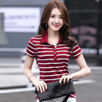 Women Polo Shirts 95% Cotton Shirt Black Red White