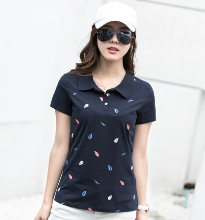 Women Polo Shirts 95% Cotton Shirt Black Red White