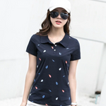 Women Polo Shirts 95% Cotton Shirt Black Red White