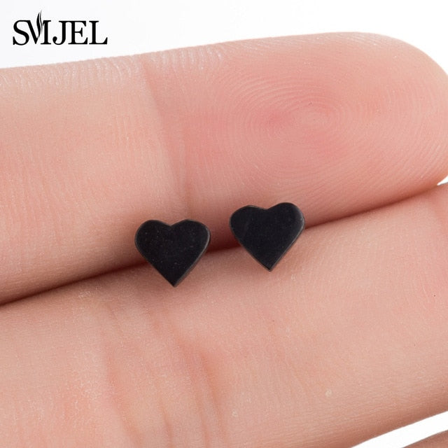 SMJEL Stainless Steel Earrings Mickey Women Men Hip hop Black Star Moon Stud Earring Fashion Jewelry Best Gift for Friend Girl