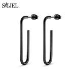 SMJEL Stainless Steel Earrings Mickey Women Men Hip hop Black Star Moon Stud Earring Fashion Jewelry Best Gift for Friend Girl