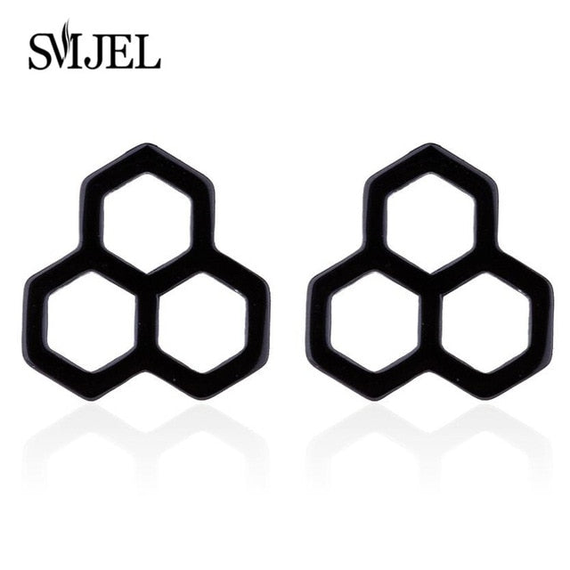 SMJEL Stainless Steel Earrings Mickey Women Men Hip hop Black Star Moon Stud Earring Fashion Jewelry Best Gift for Friend Girl