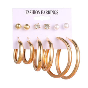 EN 12 Pairs Flower Women'S Earrings Set Pearl Crystal Stud Earrings Boho Geometric Tassel Earrings For Women 2020 Jewelry Gift