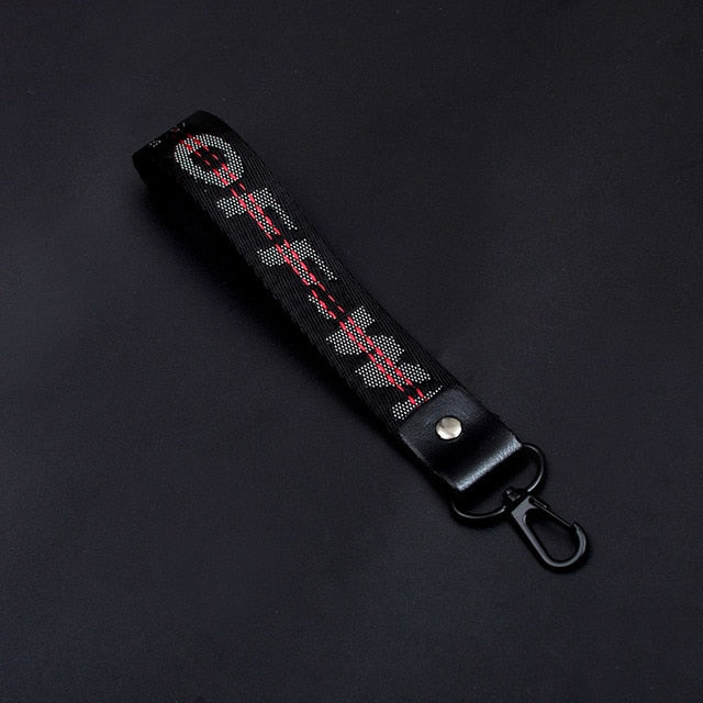 Off White Ribbon Keychain Women Phone Case Wallet Key Chain Porte Clef For Bag Key ring Llaveros Mujer Sleutelhanger Chaveiro