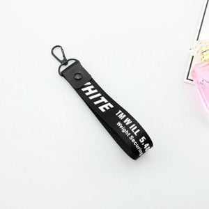 Off White Ribbon Keychain Women Phone Case Wallet Key Chain Porte Clef For Bag Key ring Llaveros Mujer Sleutelhanger Chaveiro