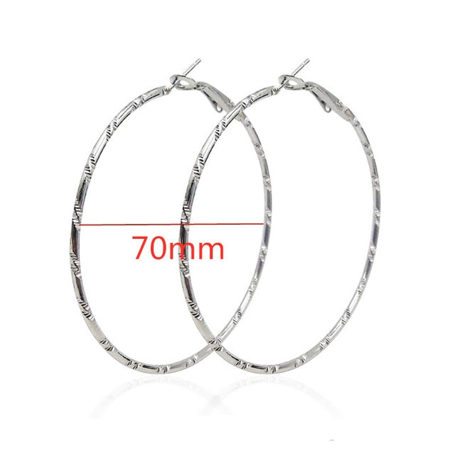 40mm 60mm 70mm 80mm Exaggerate Big Smooth Circle Hoop Earrings Brincos Simple Party Round Loop Earrings for Women Jewelry