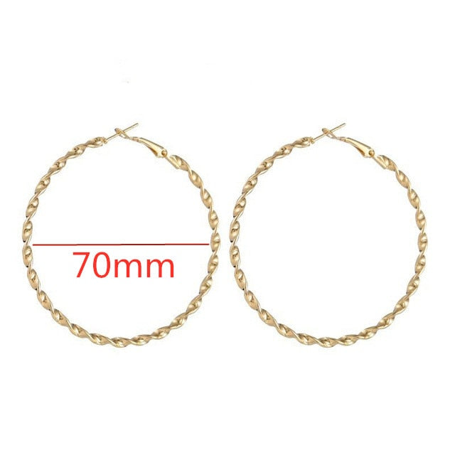 40mm 60mm 70mm 80mm Exaggerate Big Smooth Circle Hoop Earrings Brincos Simple Party Round Loop Earrings for Women Jewelry