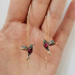 CHUHAN Unique Long Drop Earrings Bird Pendant Tassel Crystal Pendant Earrings Ladies Jewelry Design for Anniversary Party